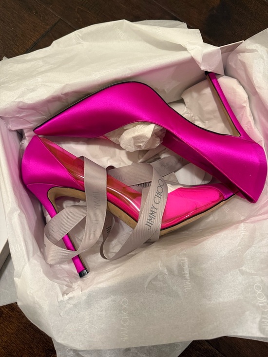 Jimmy Choo Shoes - Jimmy Choo Fuchsia Satin Pointed-Toe Stiletto Pumps